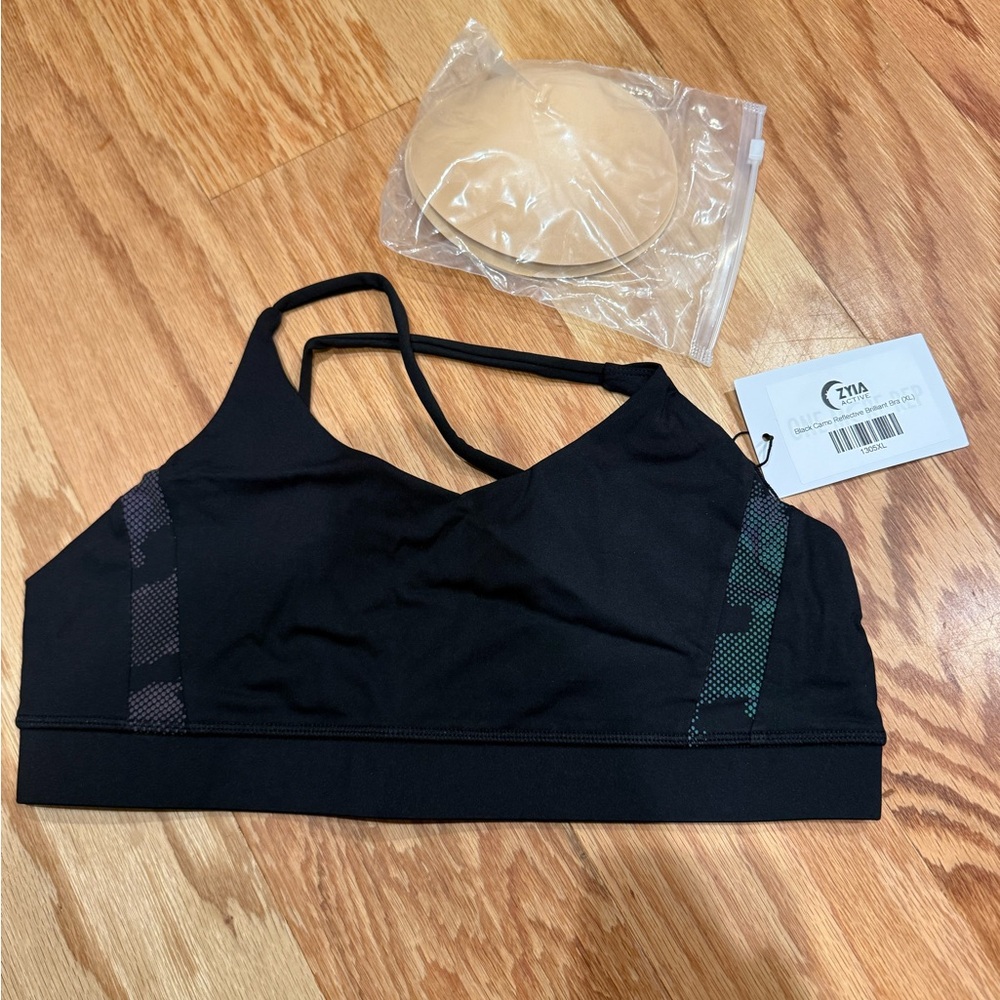 Zyia  Black Camo Reflective Brilliant Sports Bra